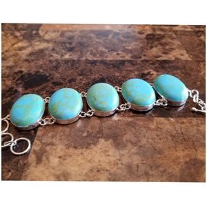 Genuine Turquoise BIG Stone bracelet 8.25" long